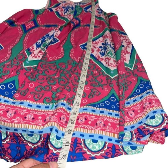 Black Bead Bright Pink, Green & Blue Patterned Sun Dress - Size Small - Picture 7 of 7